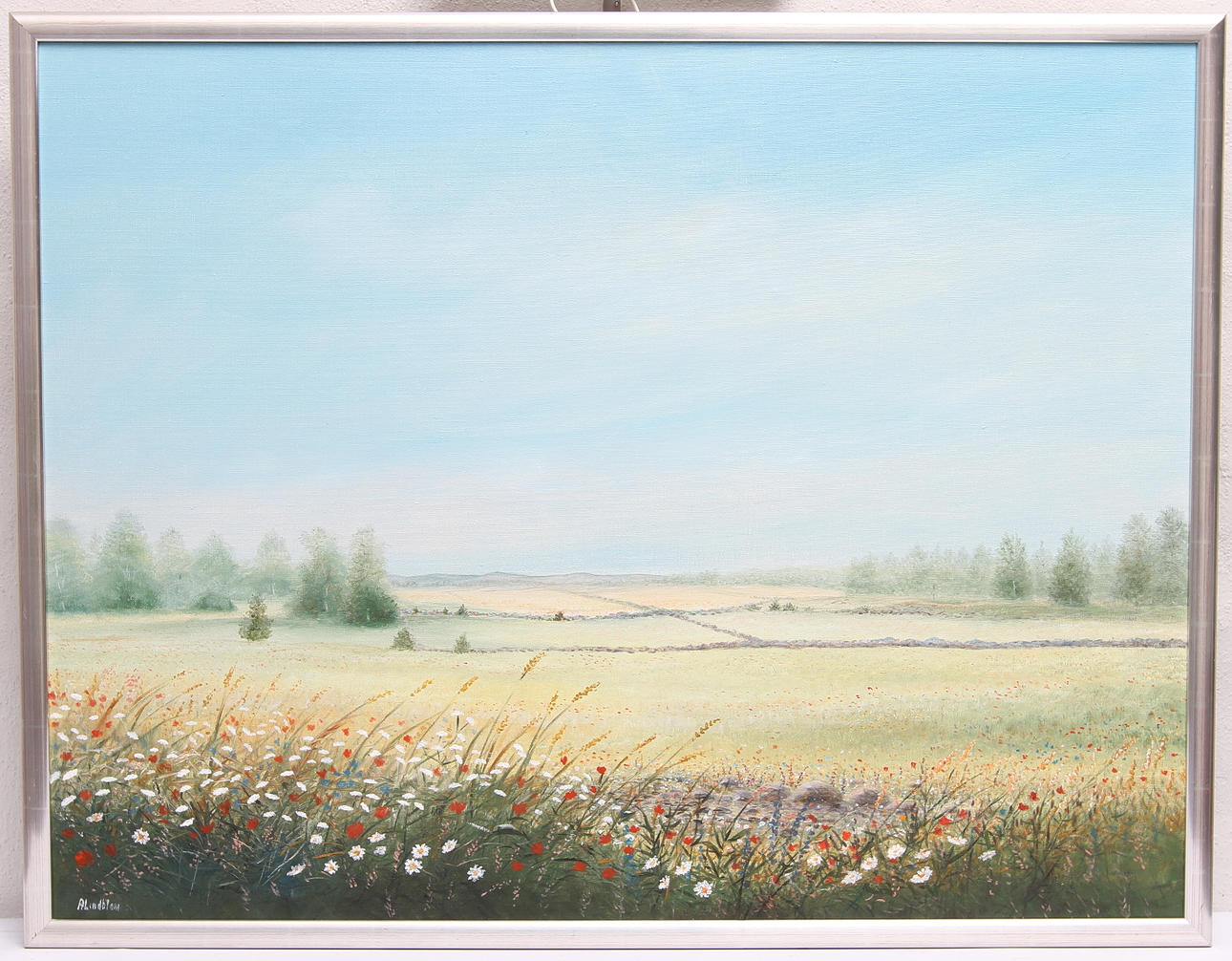 ARNOLD LINDBLOM. Olja på duk, landskap , signerad.