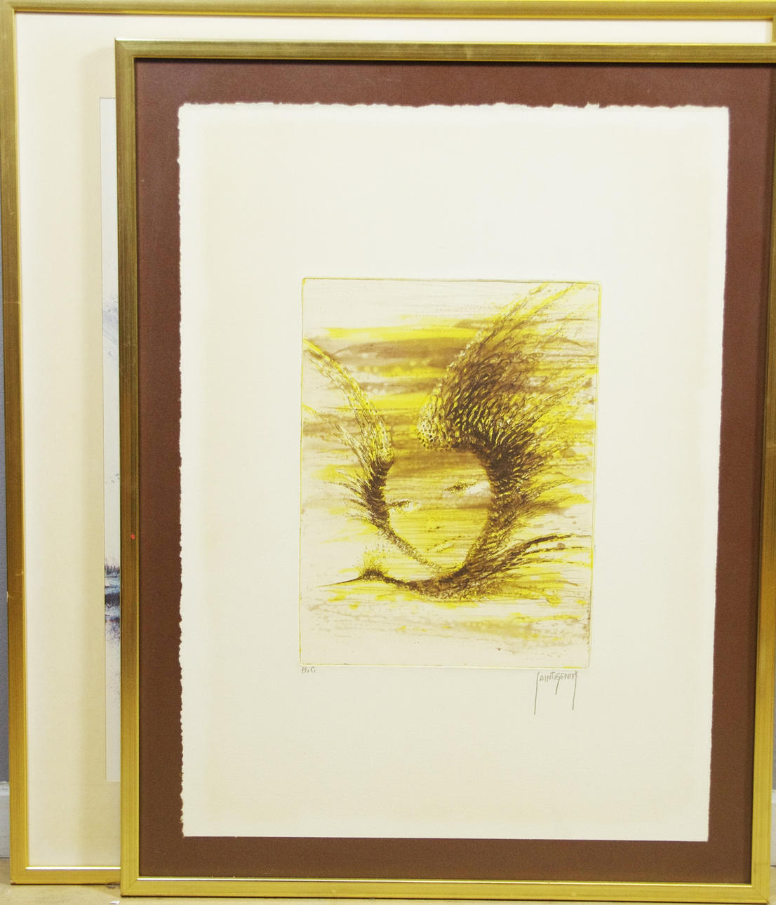 SAINT GENIET. Kvinnokompositioner, 2 stycken grafiska blad, signerade.