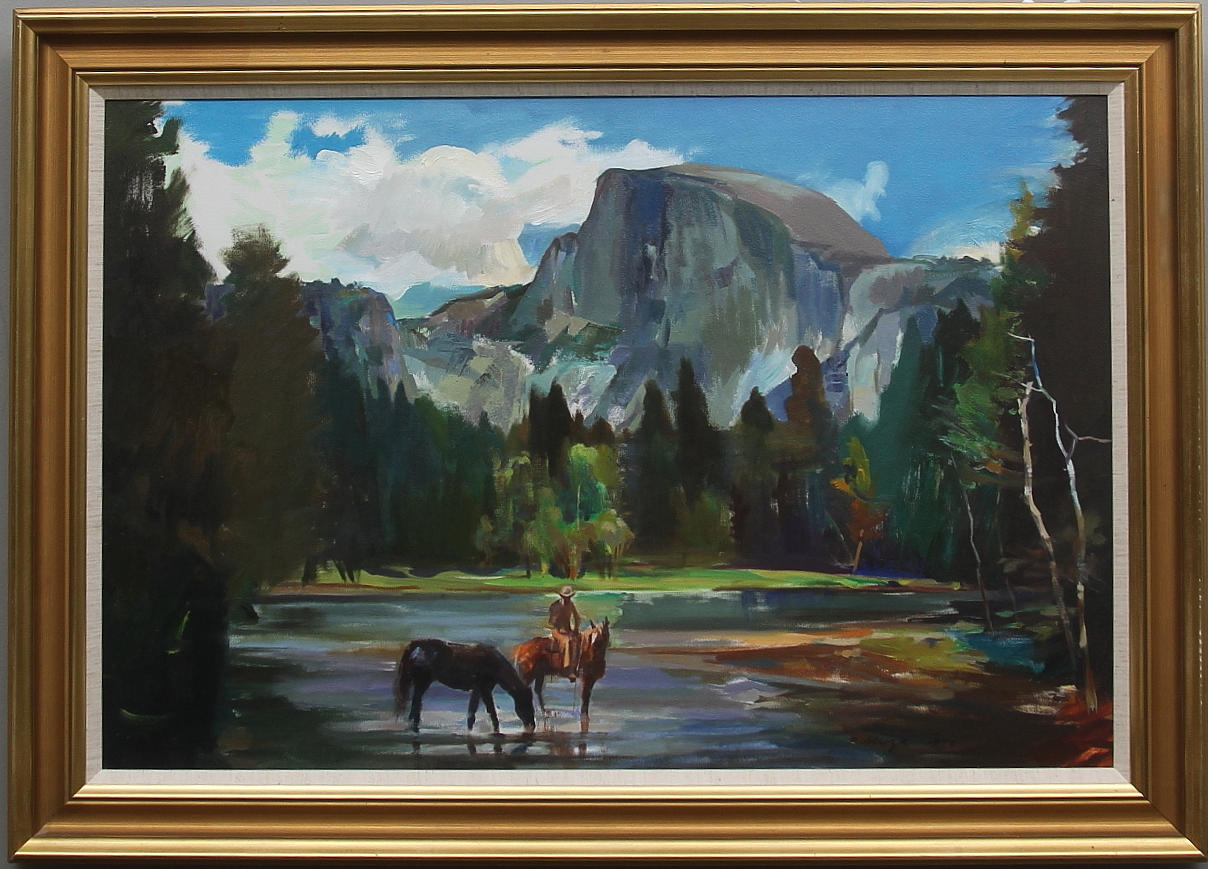 PAUL M. SOUZA. "Half Dome Yosomite". Olja på duk. Signerad och daterad 1970.
