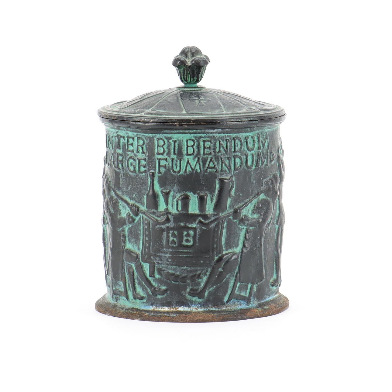 CAST IRON TOBACCO JAR.