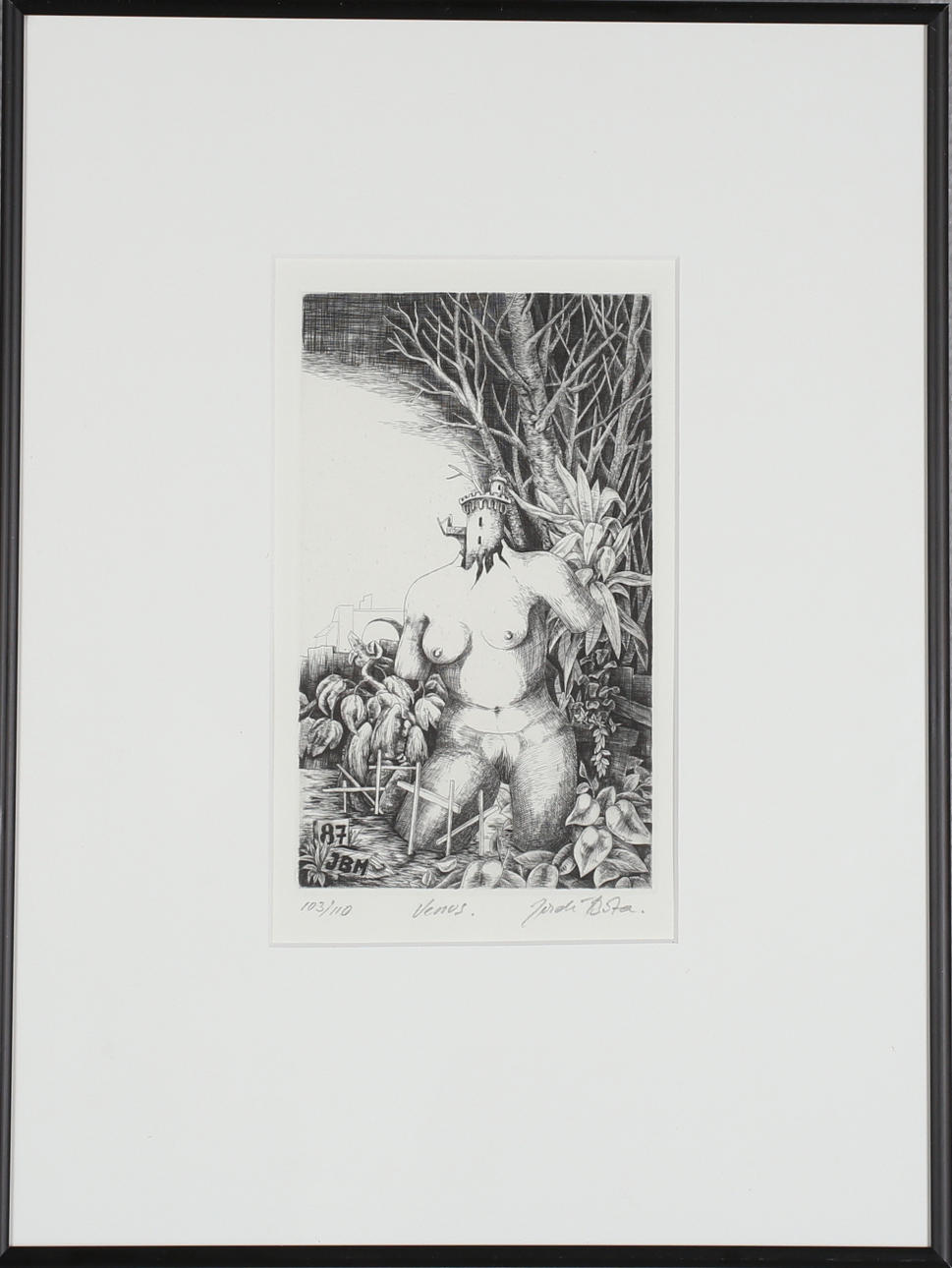 Etsningar, 2 st, Jan Laggar samt oidentifierad konstnär, signerade.