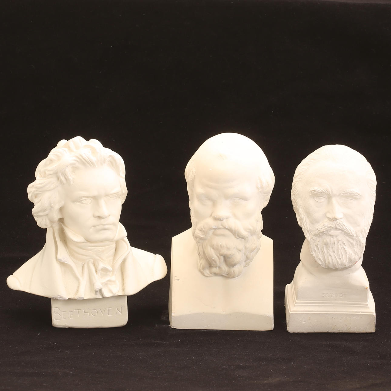 BUST, 3 pieces, plaster, Beethoven, Brahms, Socrates.