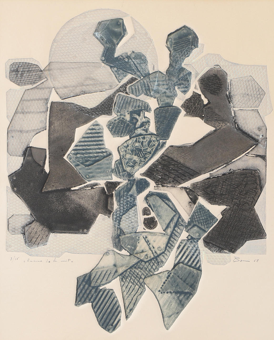 PAOLO BONI. Composition, mixed media, signed.