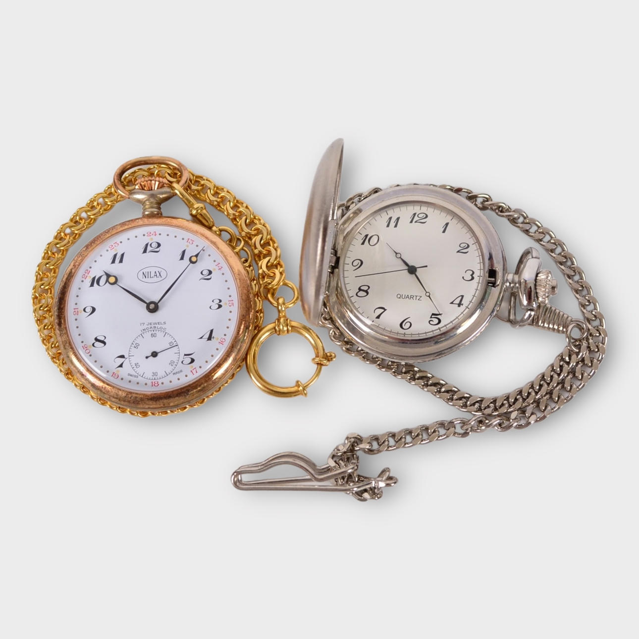 POCKET WATCH, 2 pcs, white and Nilax.