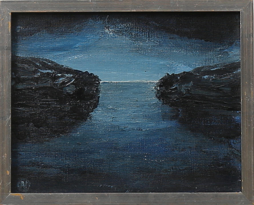 NILS OLSSON. Kustlandskap, olja op duk, signerad NO.