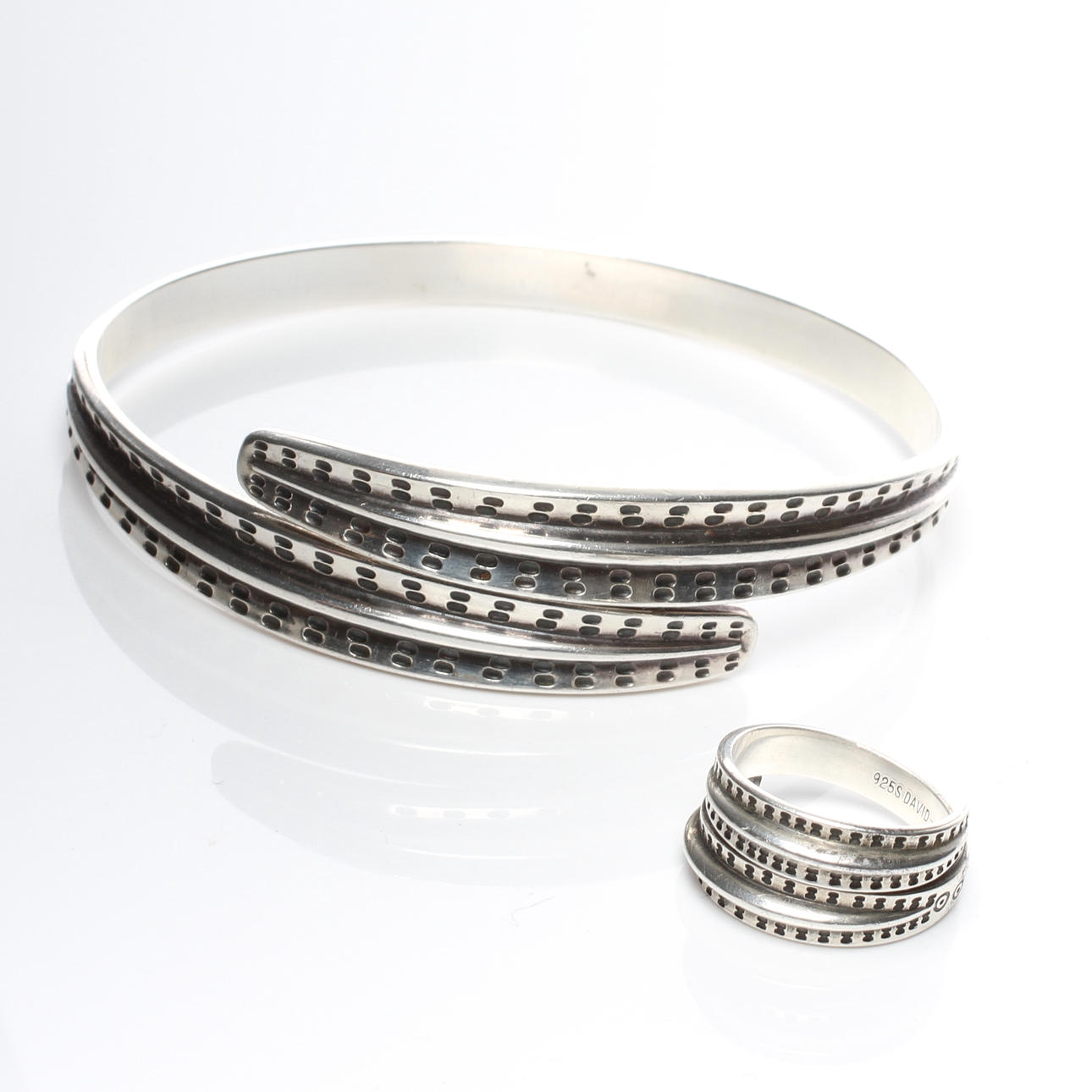 ARMBAND samt RING, silver, David-Andersen, Norge.