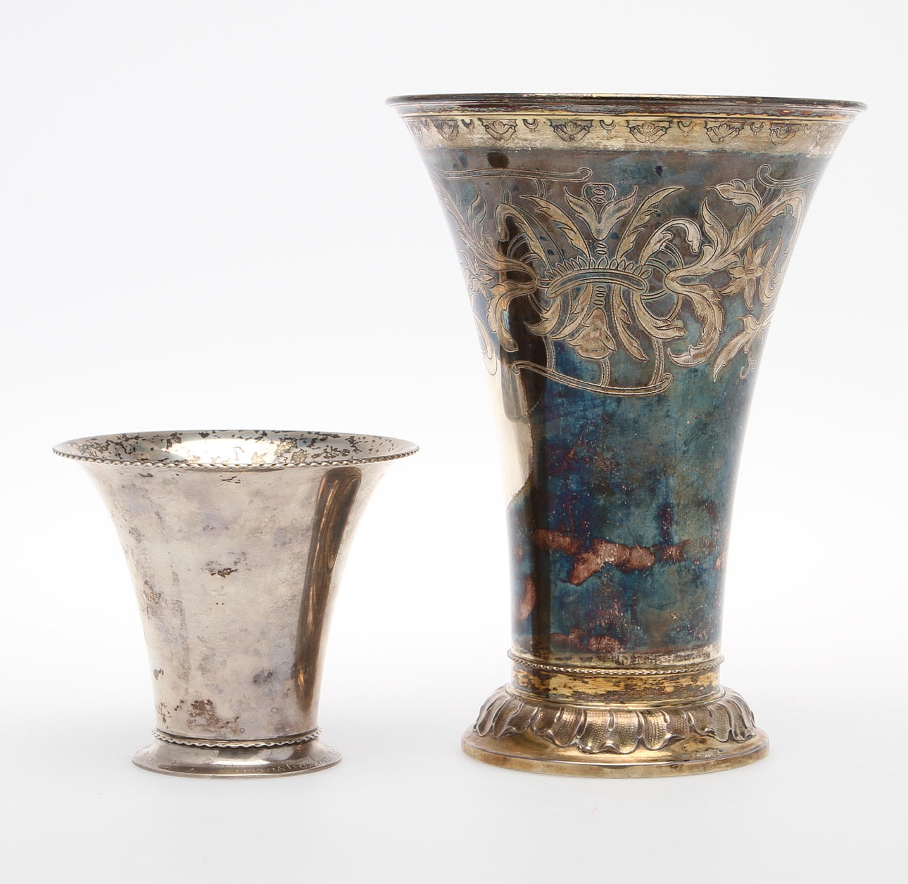 POKALER, 2 st, silver, GAB 1929, Stockholm samt 1936 vikt 536 gr.