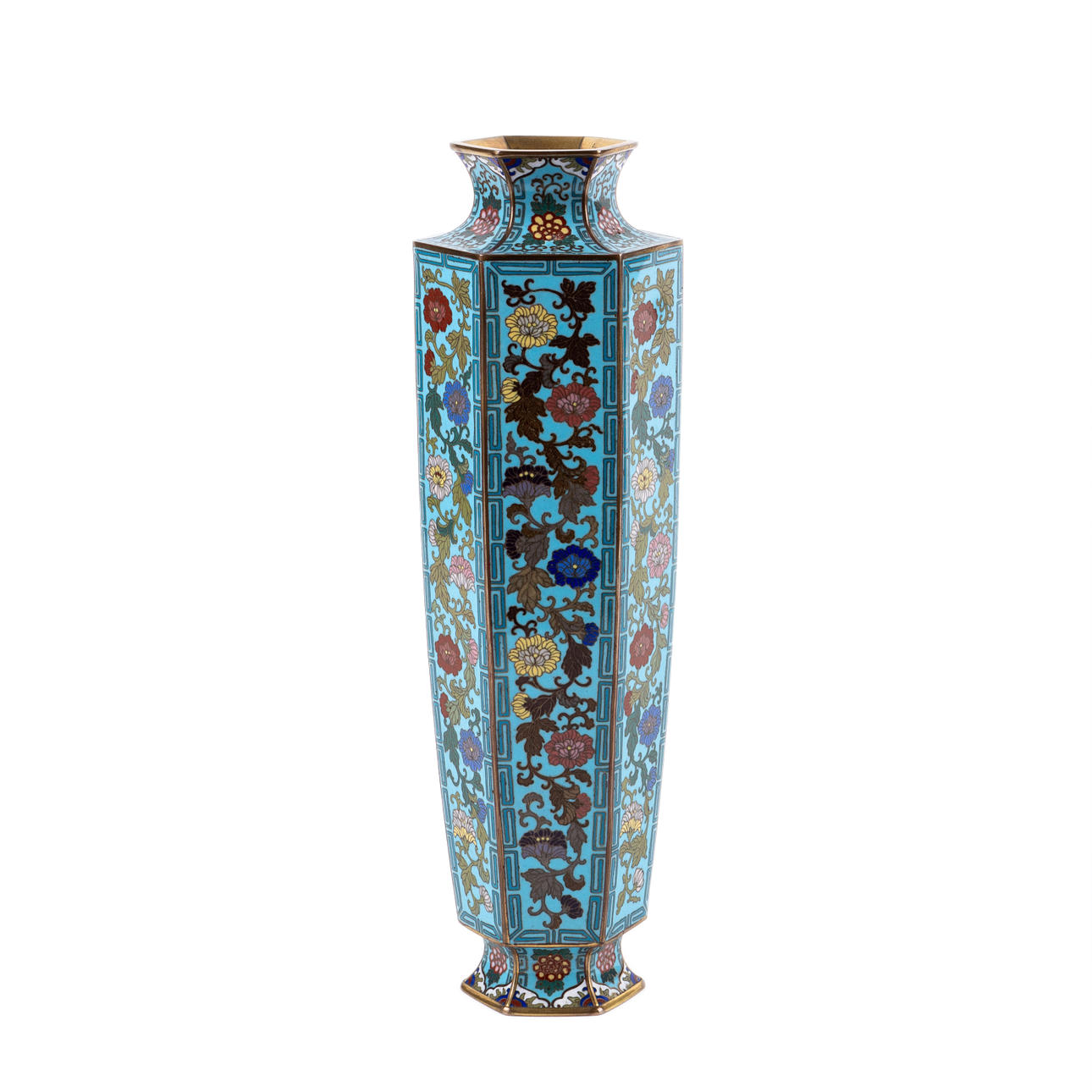 CLOISONNÉ, vase, Kina, messing, emalje, 20. årh.