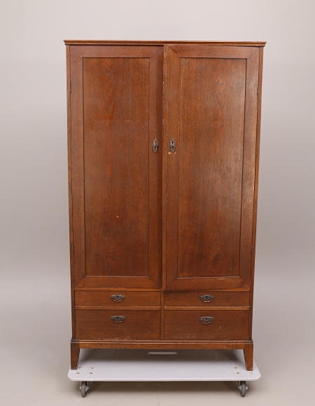 SKÅP, ek, pardörrar + 4 lådor 18-/1900-tal.