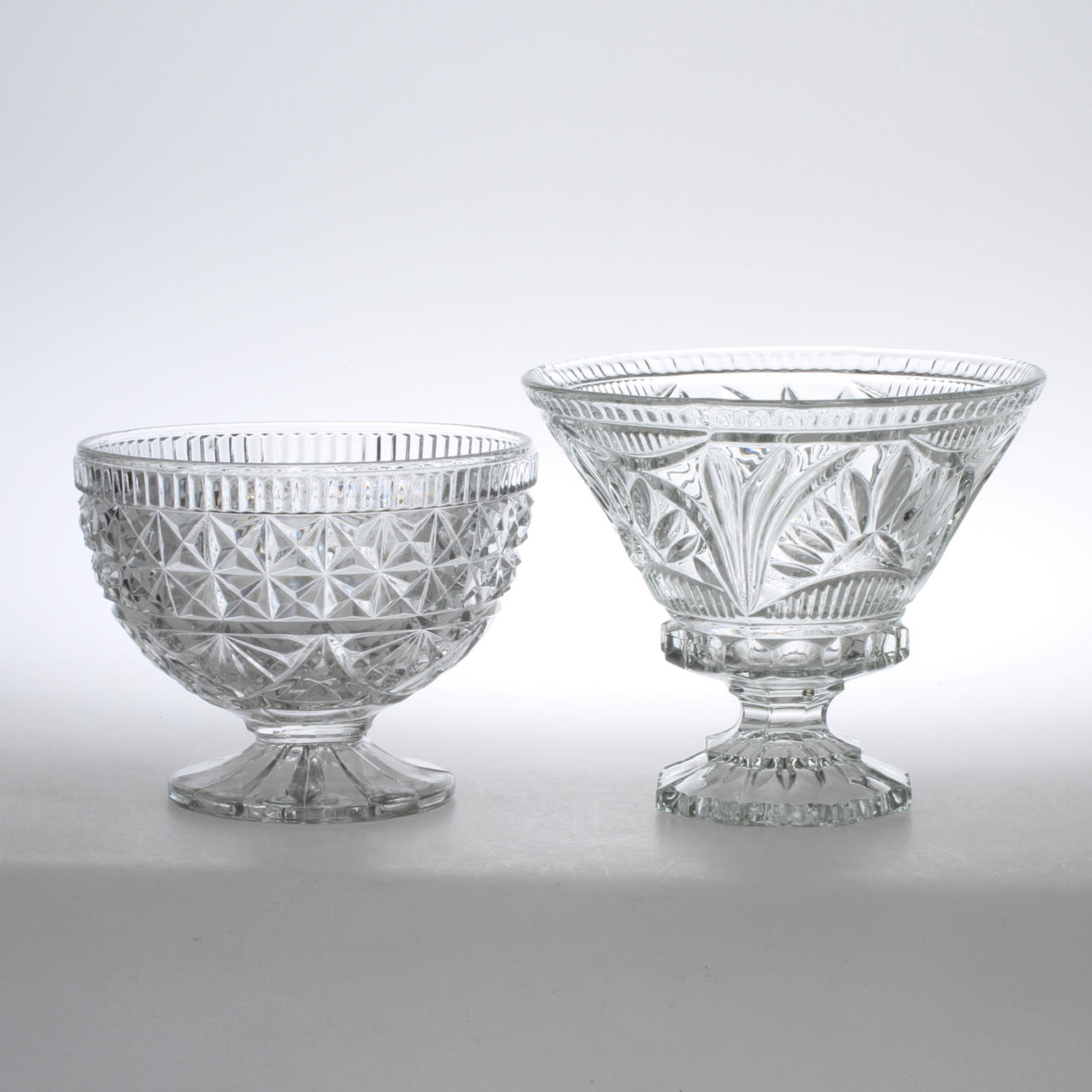 SKÅLAR 2 st, pressglas, 1900-tal.