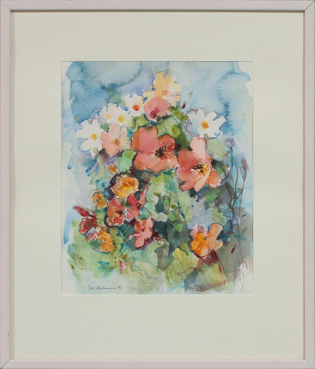 ELSE UHLMANN. Blommor, akvarell på papper, signerad och daterad 93.