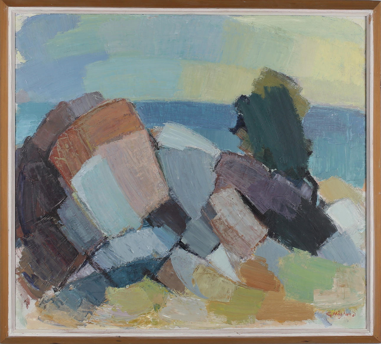 GUSTAV HÖGLUND. "Bornholmsklippor", olja på duk, signerad.