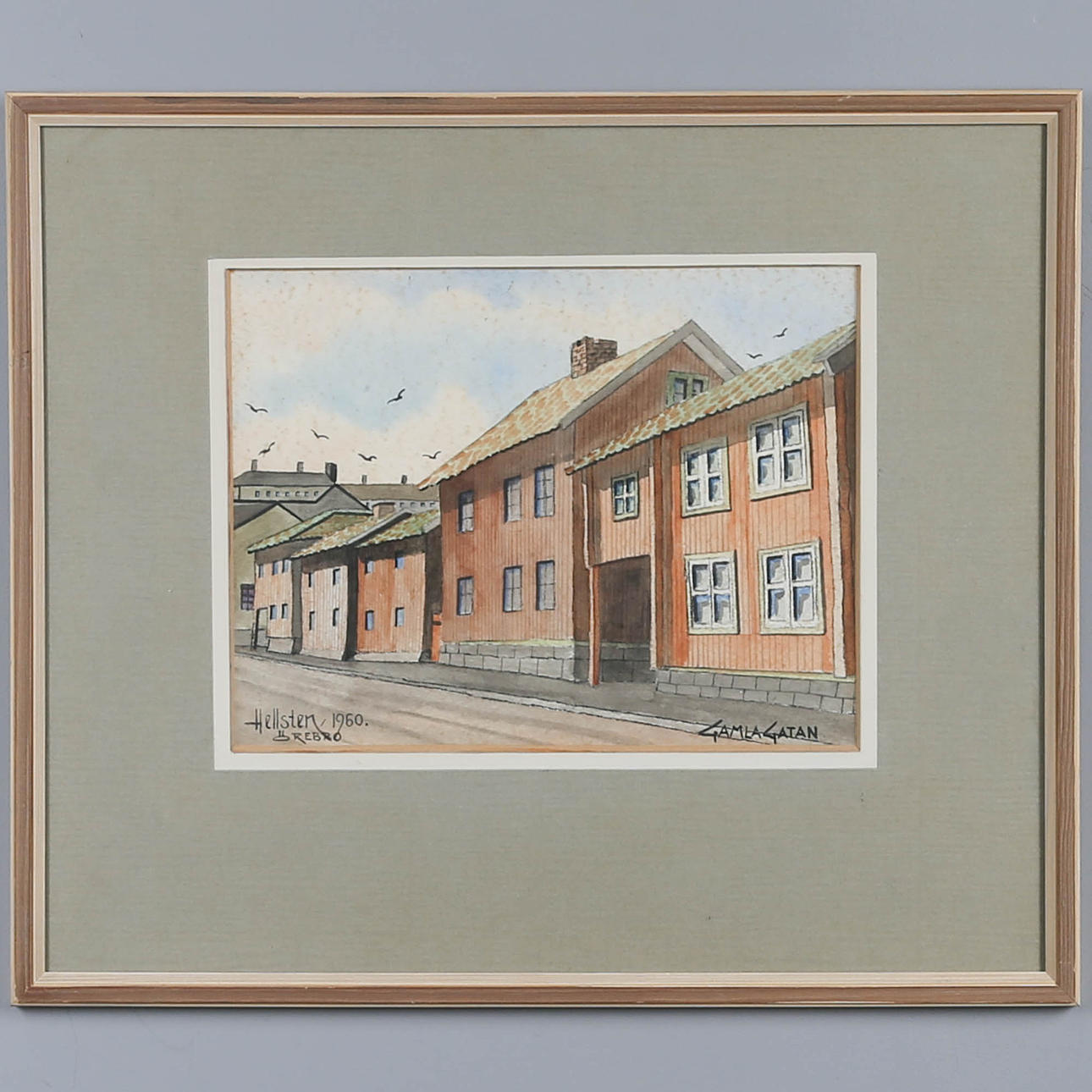 ANDERS HELLSTEN. TAVLA. Signerad Hellsten 1960 Örebro. Gamla Stan.