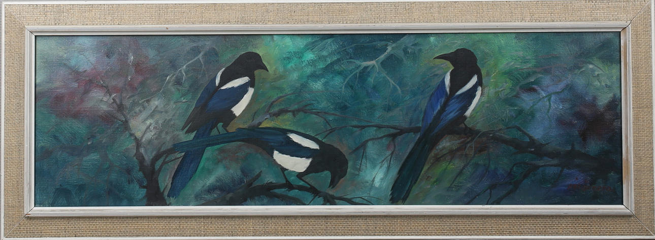 PÄR ÅKERED. "Skator", olja på duk, signerad.