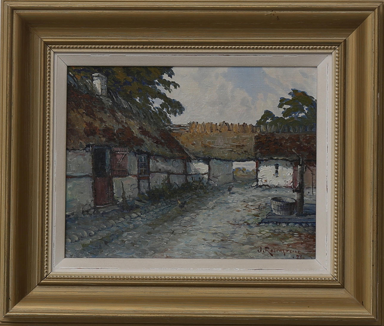 JEAN ROSENGREN. Skånegård, olja på duk, signerad J Rosengren och daterad -25.