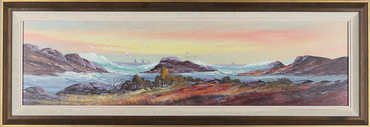 OIDENTIFIERAD KONSTNÄR. Coastal landscape, oil on canvas, signed A Hedlund.