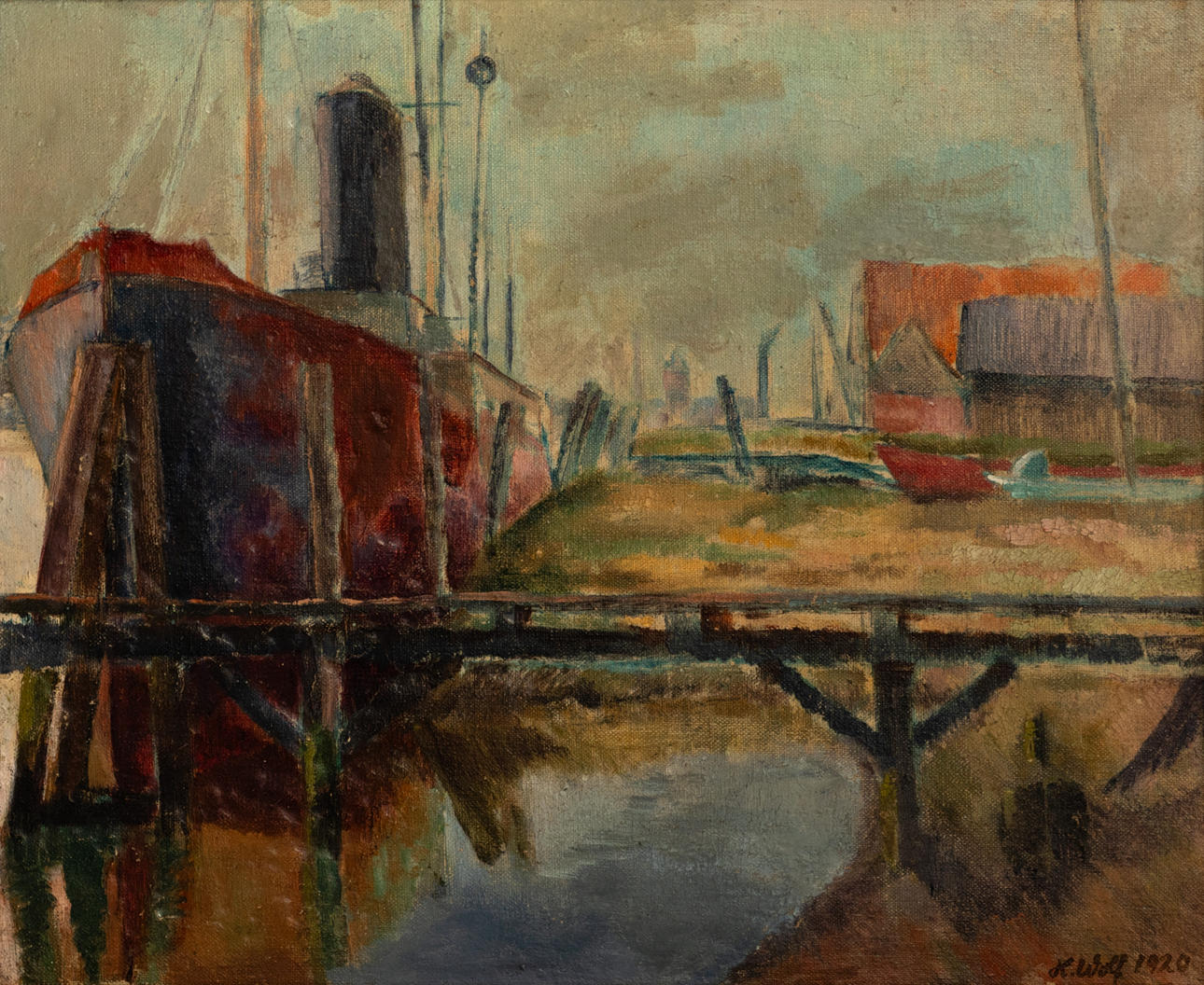 HARRIET WOLF (1894-1987). An der Hafenmole.