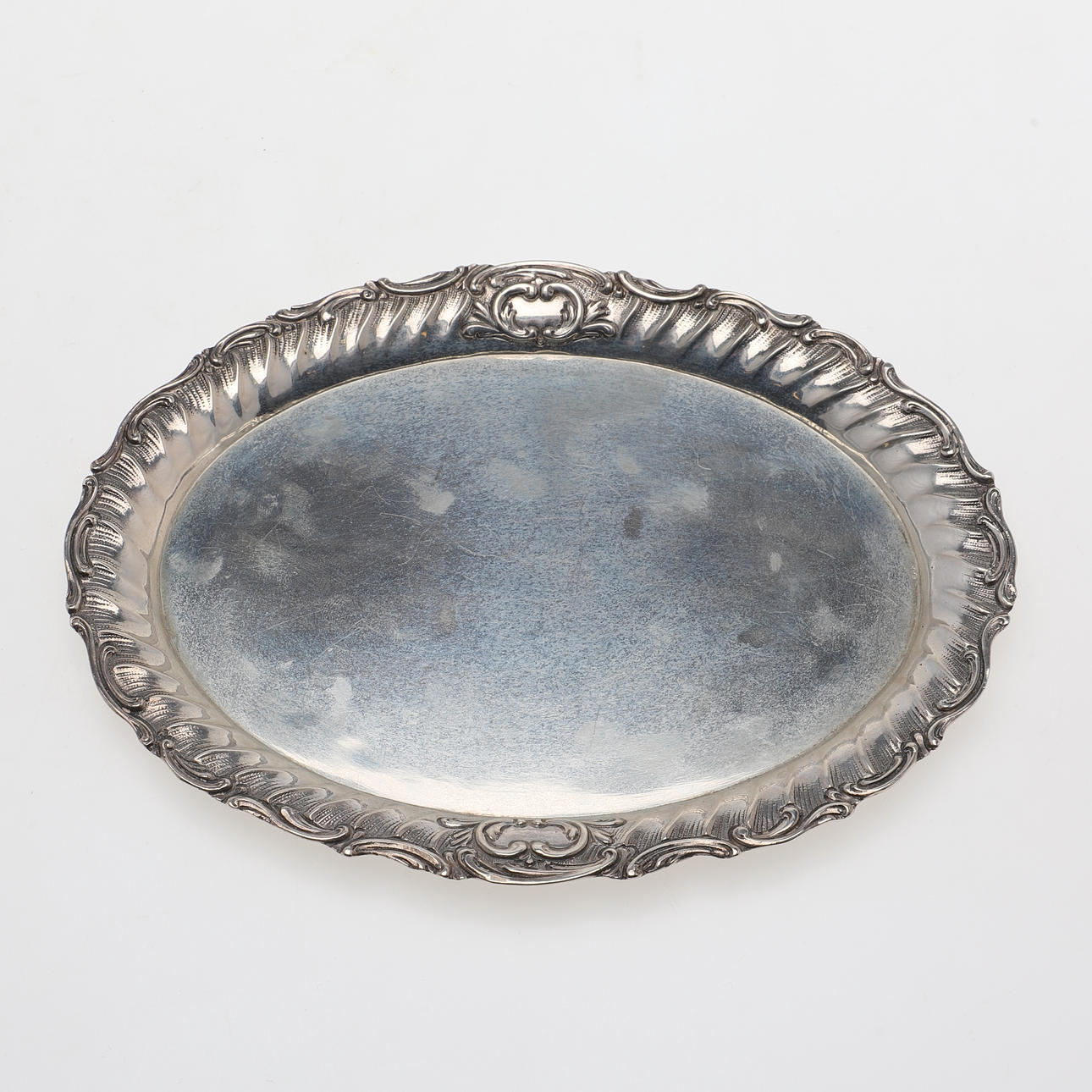 A silver tray, 20th century.