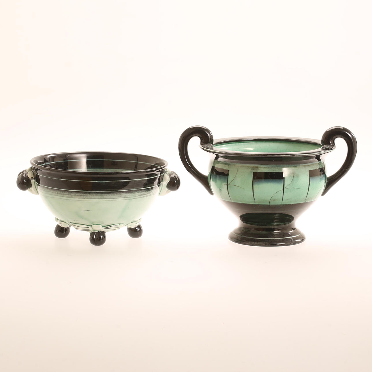 ILSE CLAESSON. Schalen, 2 Stück, Feuersteinwaren, Rörstrand.