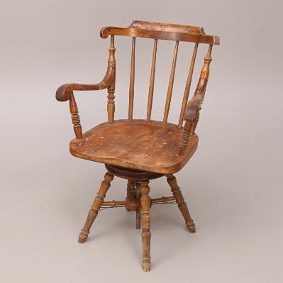 KONTORSSTOL, snurrstol, trä, järnskruv, 18-/1900-tal.