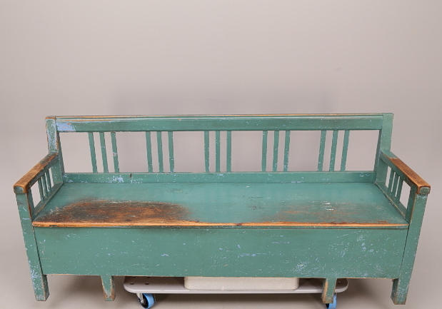 KÖKSSOFFA, trä/grön, utdragbar bäddel, 18-/1900-tal.