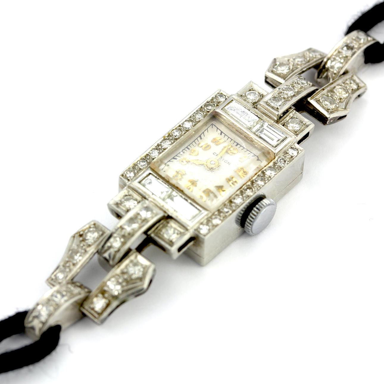 CROTON ART DECO DIAMOND COCKTAIL WATCH.