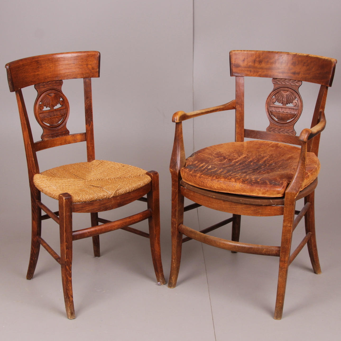 KARMSTOL, samt stol, senempire, 1800-tal.