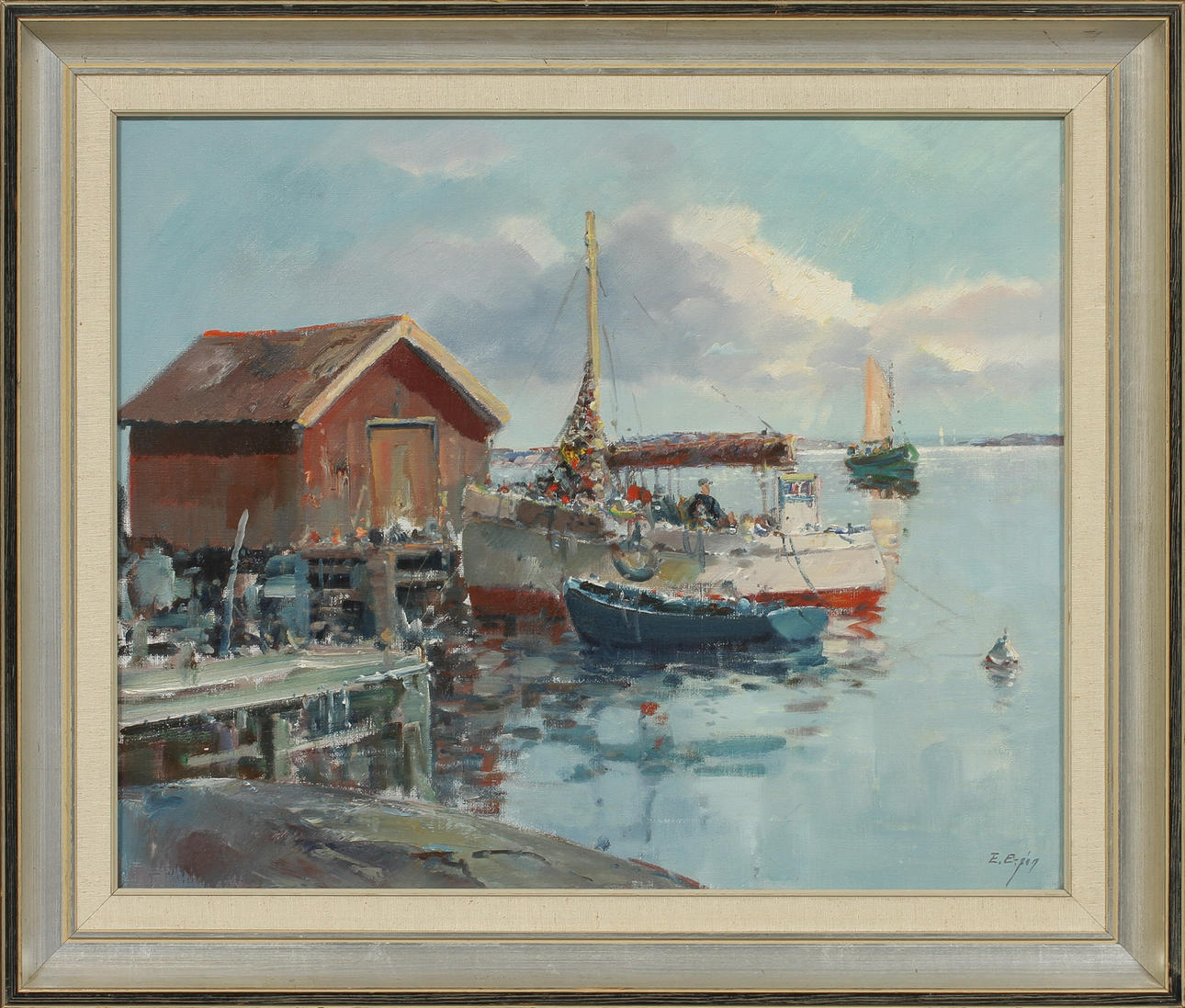 TAGE ERIKSSON. TILLSKRIVEN. Kustbild, olja på duk, signerad.