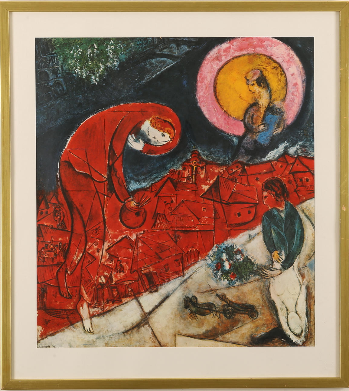 MARC CHAGALL. 2 st. Komposition med ängel, tryck.