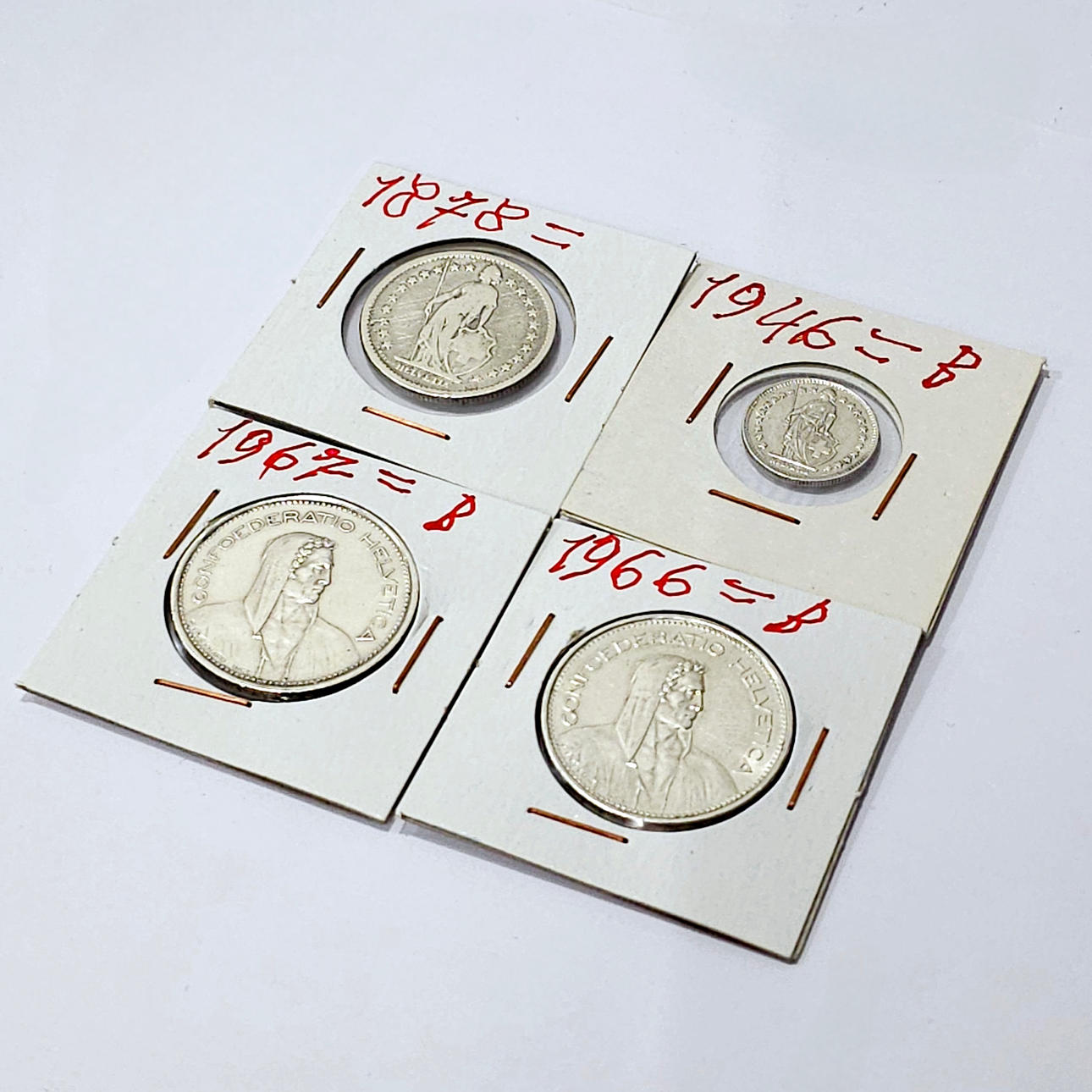 VIER SCHWEIZER SILBERMÜNZEN. 2-5 FRANKEN.