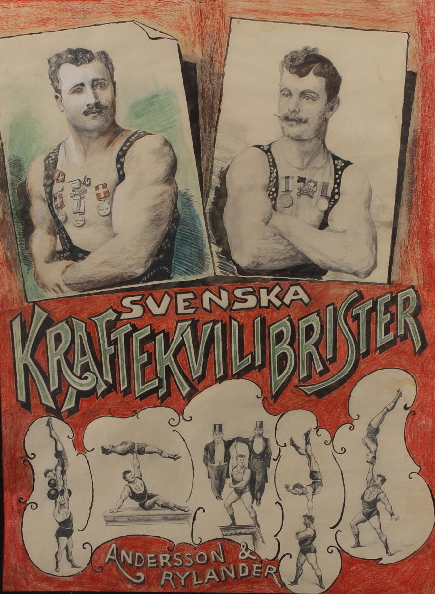 OIDENTIFIERAD KONSTNÄR. "Kraftekvilibrister Andersson & Rylander", blandteknik, osignerad.