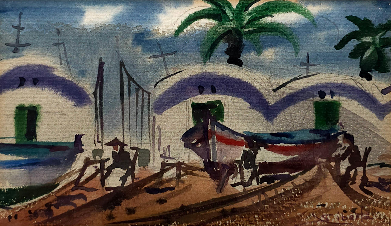 SIBERTA. PORT. MIXED MEDIA ON PAPER.