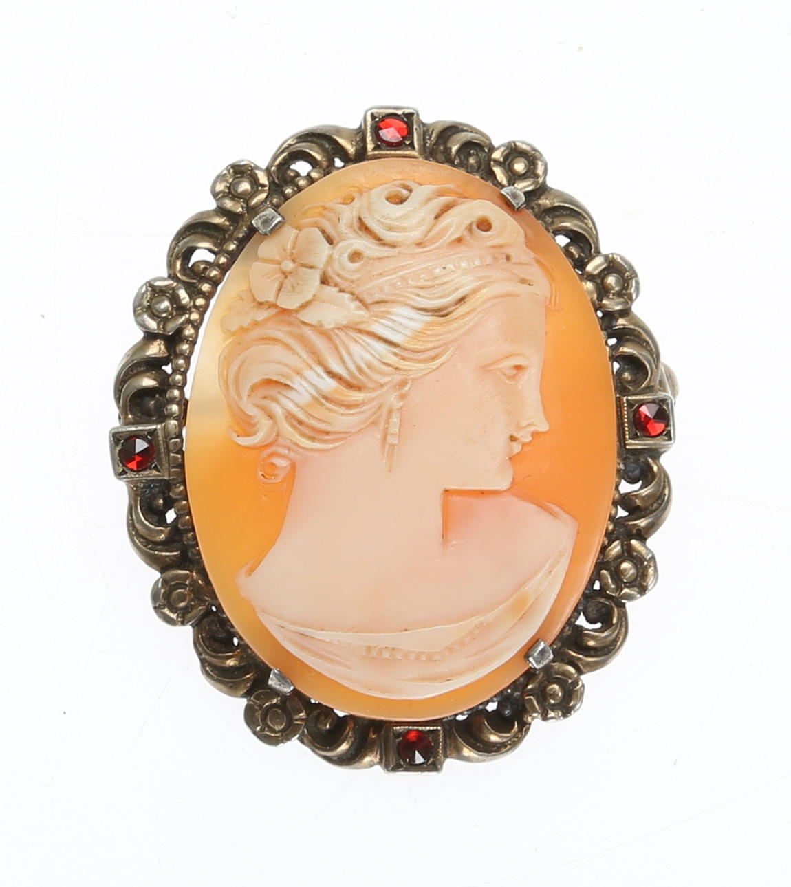 BROSCH, camé, silver, tidigt 1900-tal.