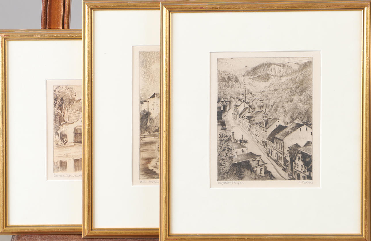 HELMUT KROMMER. 3 etchings, signed H. Krommer.