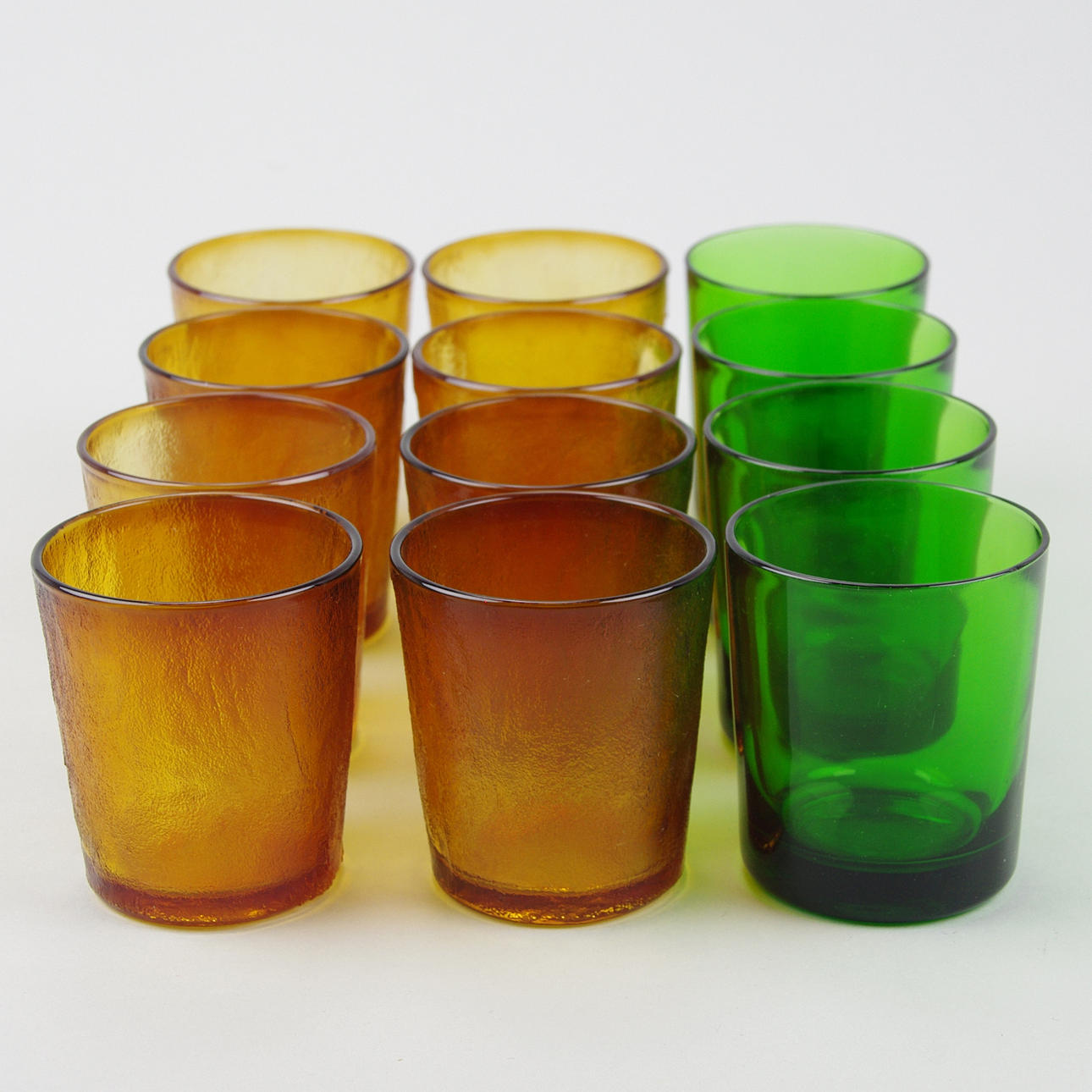 SELTERGLAS, 8+4 stycken, färgat glas, bl.a. Frankrike.