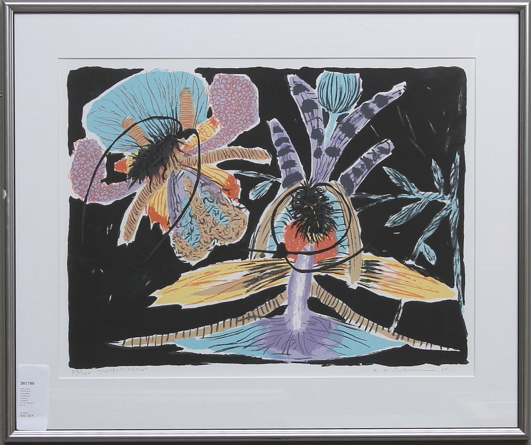 KARL-AXEL PEHRSSON. "Insectifiera". Färglitografi, signerad, numrerad 72/120 daterad 68.