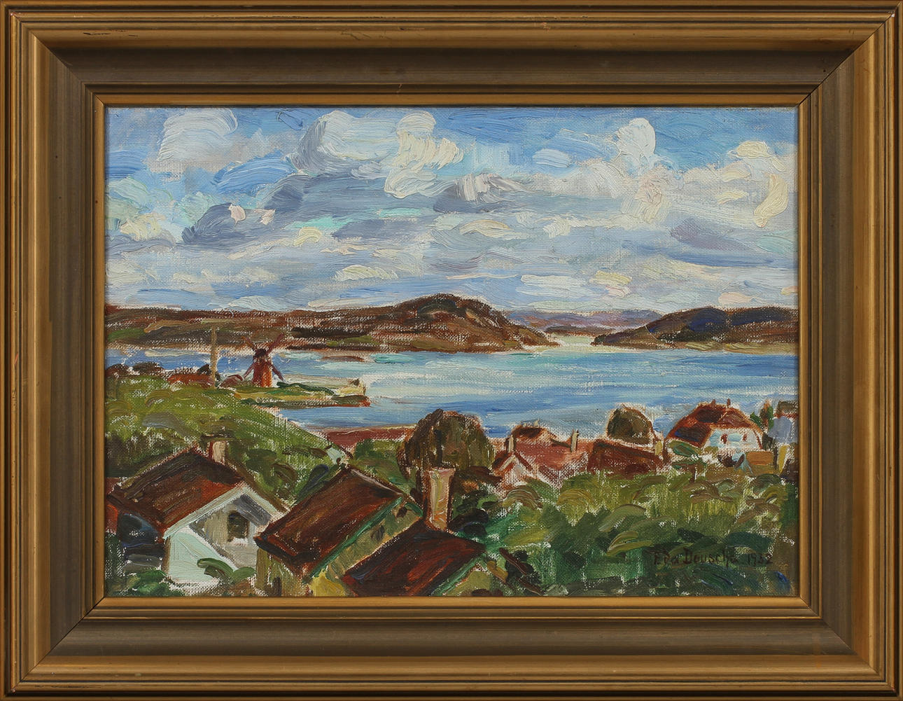 EDA DOUSCHA. Kustbild, olja på duk, signerad och daterad 1932.