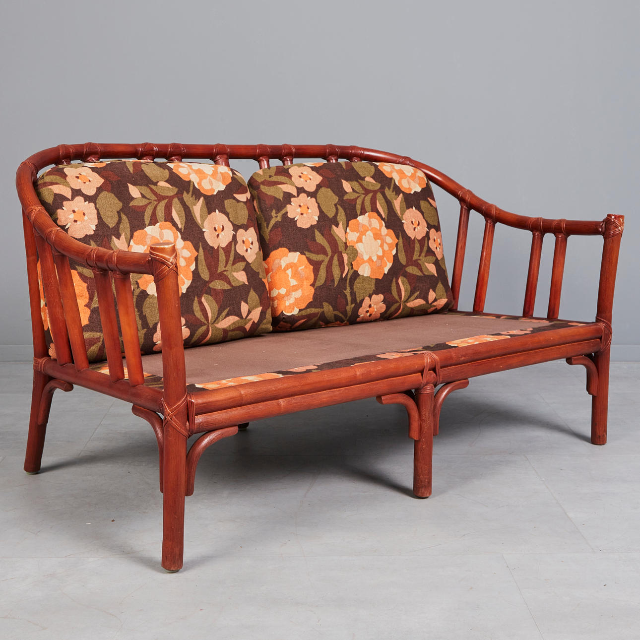 Tvåsits/soffa, bambu, ull, 1970-tal.