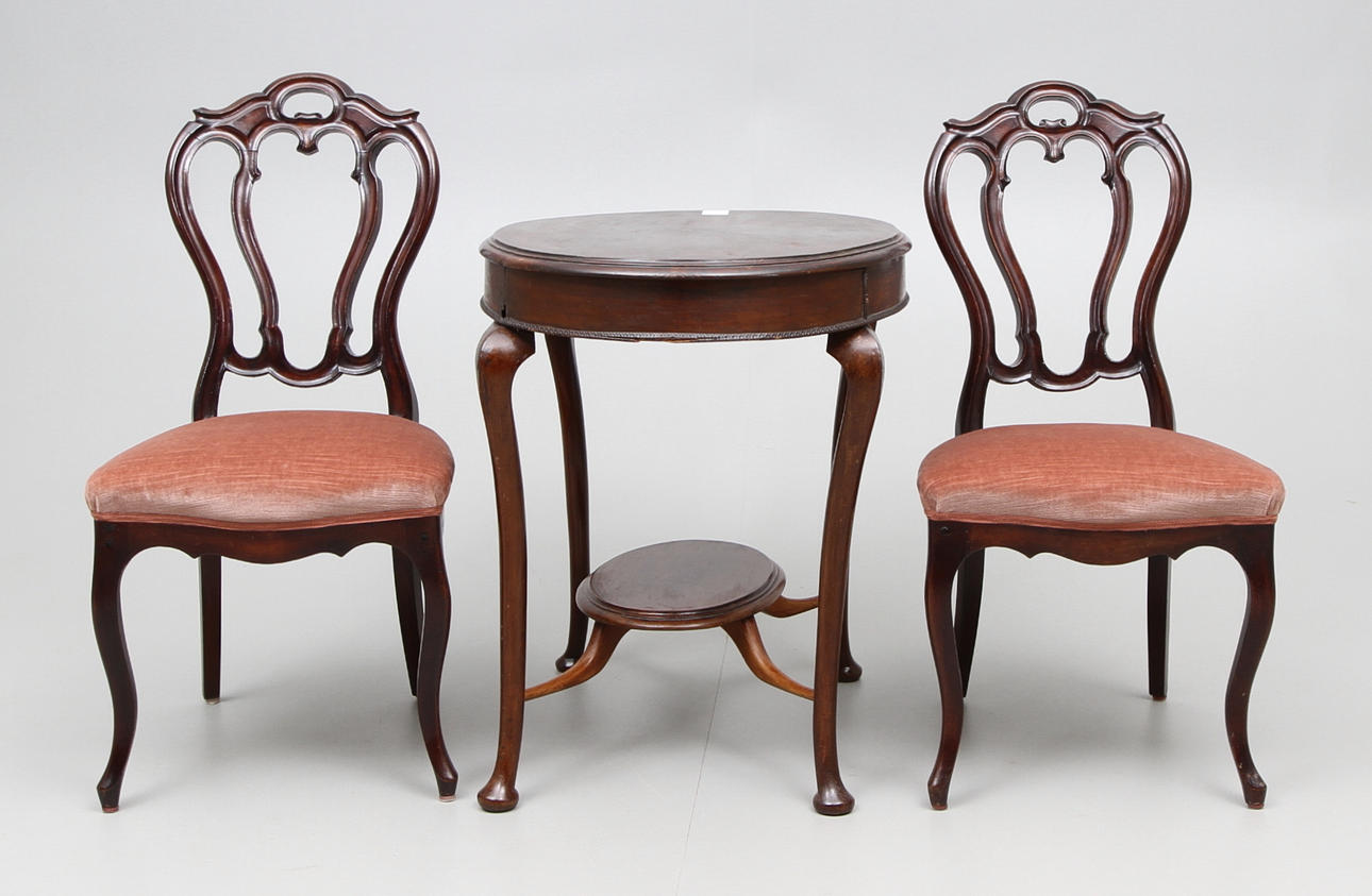 BORD samt 2 stolar Nyrokoko C:a 1900.