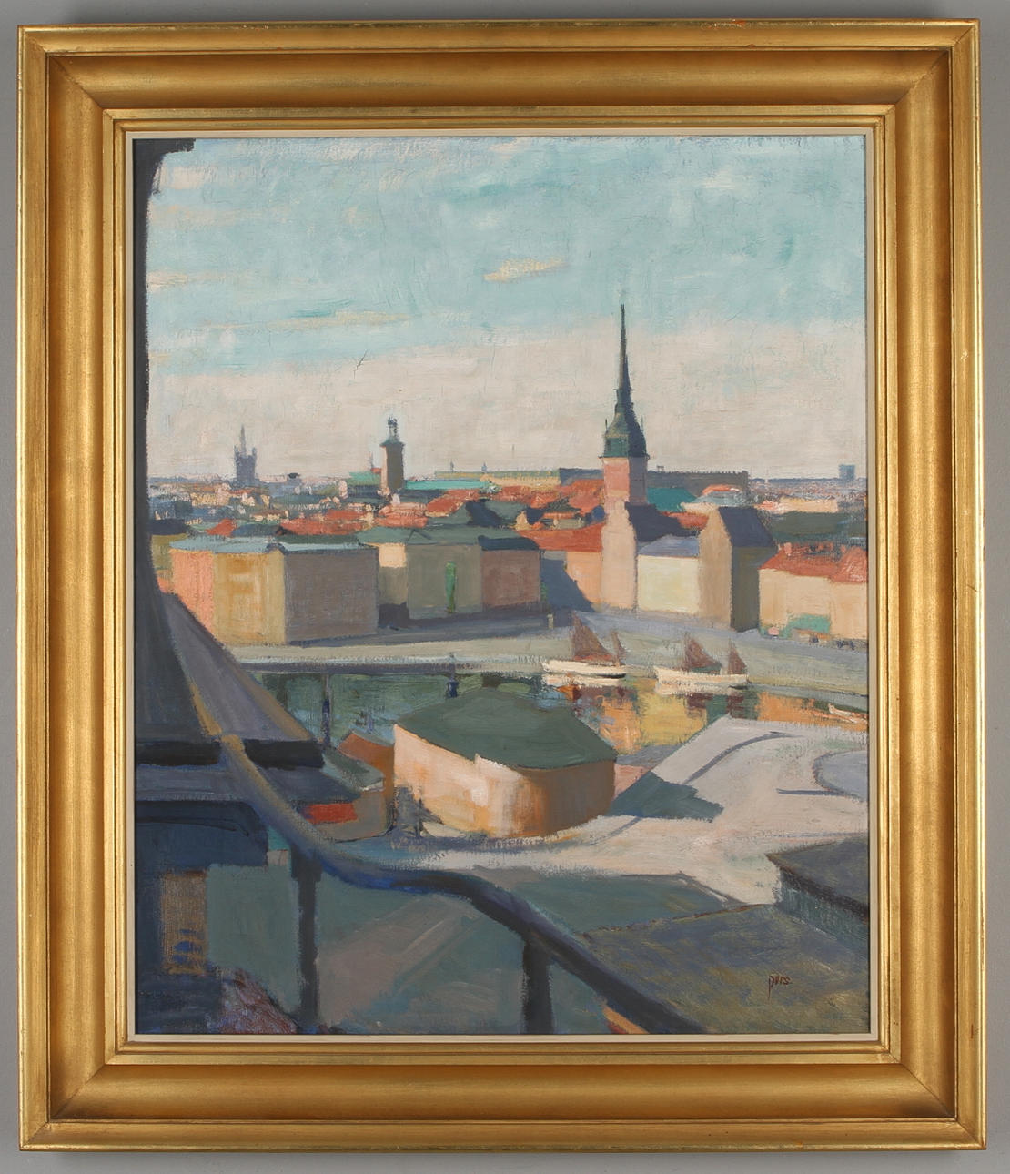 GUNNAR PERS. "Mot Kornhamnstorg", olja på duk, signerad.