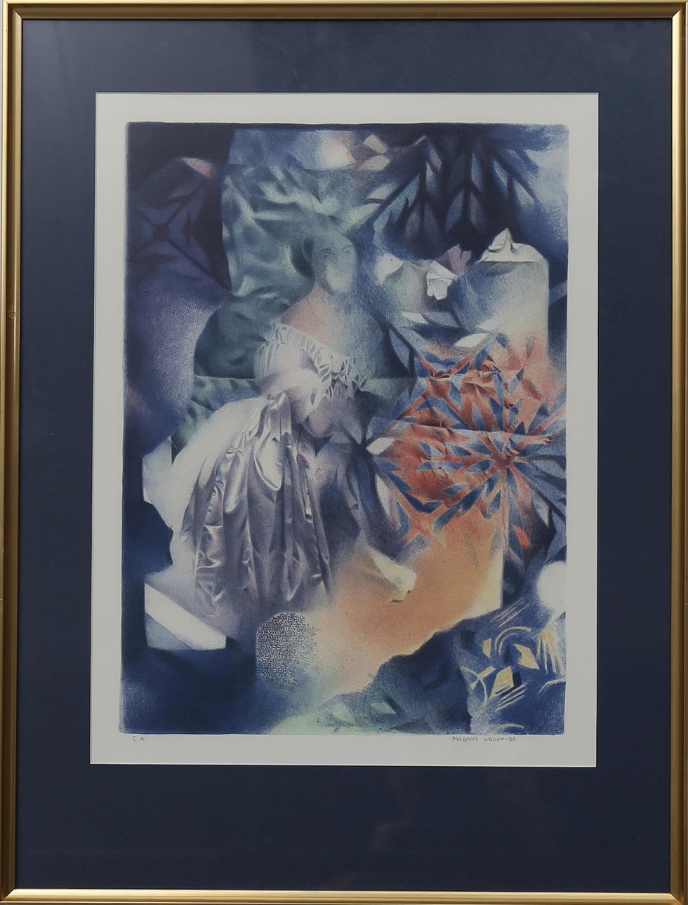 MAGNUS KROOK. Kvinna, färglitografi nr EA, signerad och daterad -86.