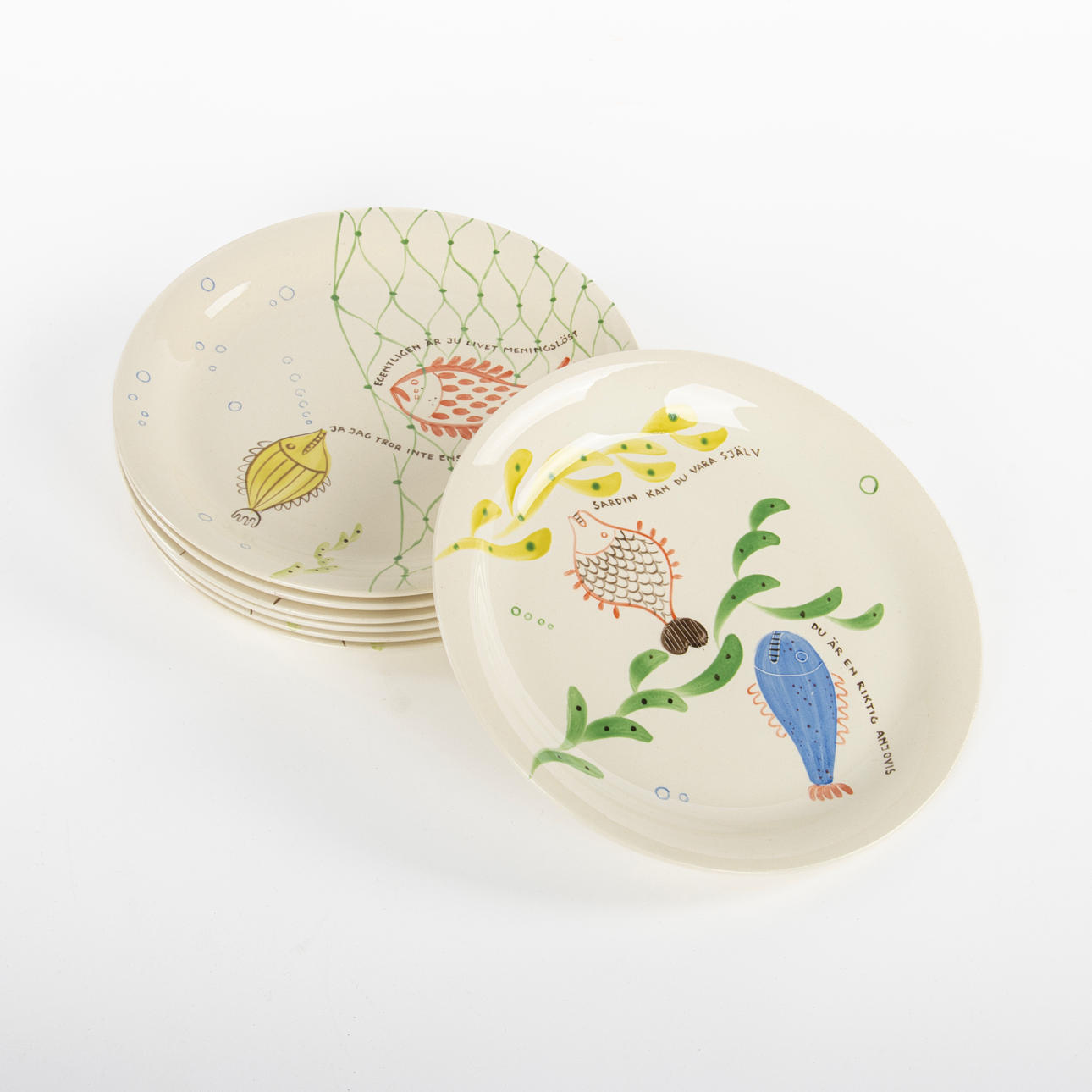 STIG LINDBERG. 1916—1982. A set of seven 'Löja' flint porcelain