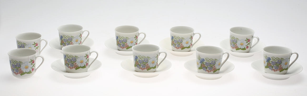 KAFFESERVIS, 18 delar, porslin, "Midsommar", Rörstrand, 1900-tal.