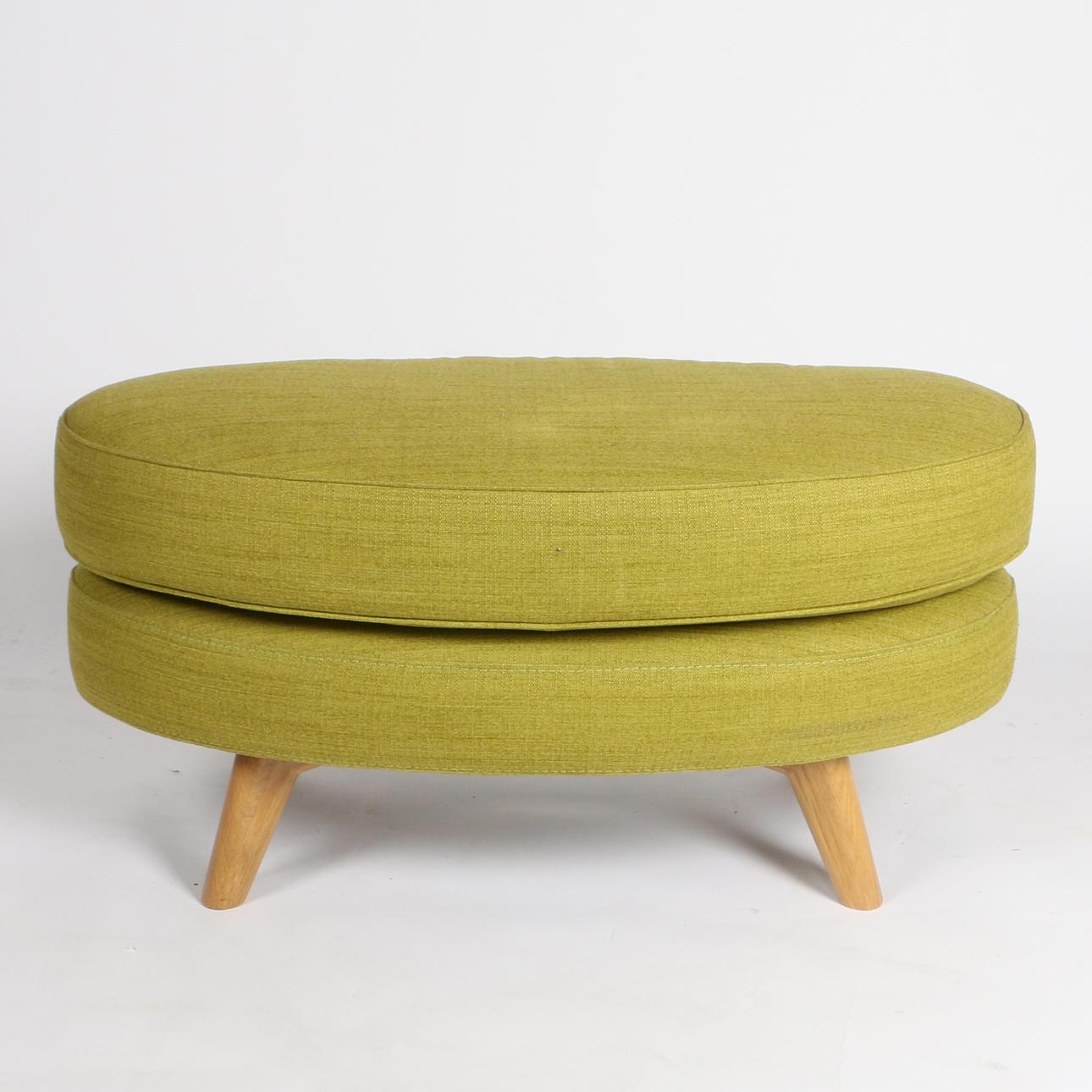 JOHN LEWIS. A 'BARBICAN' GREEN UPHOLSTERED FOOTSTOOL.