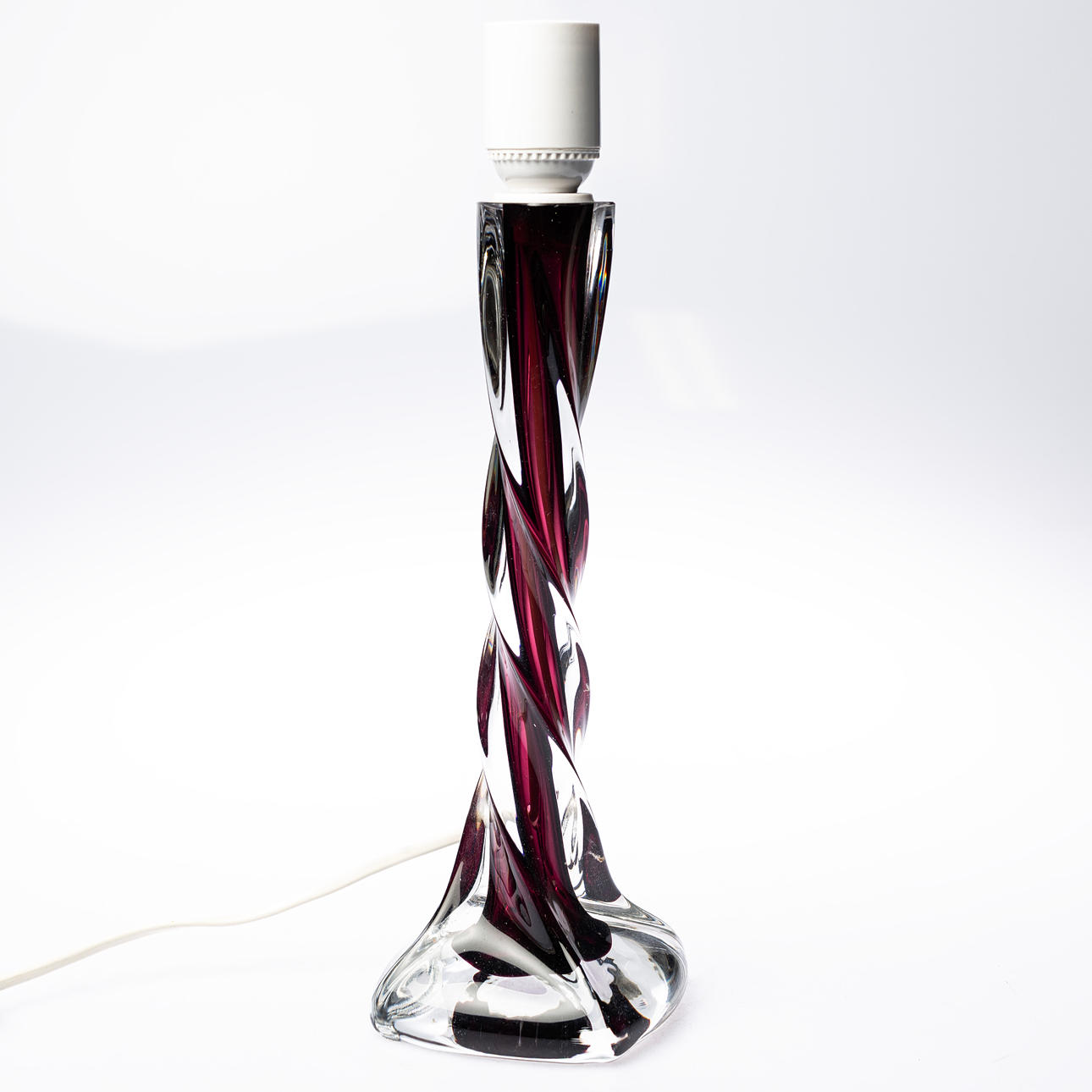 A glass table lamp, Flygsfors, signed.