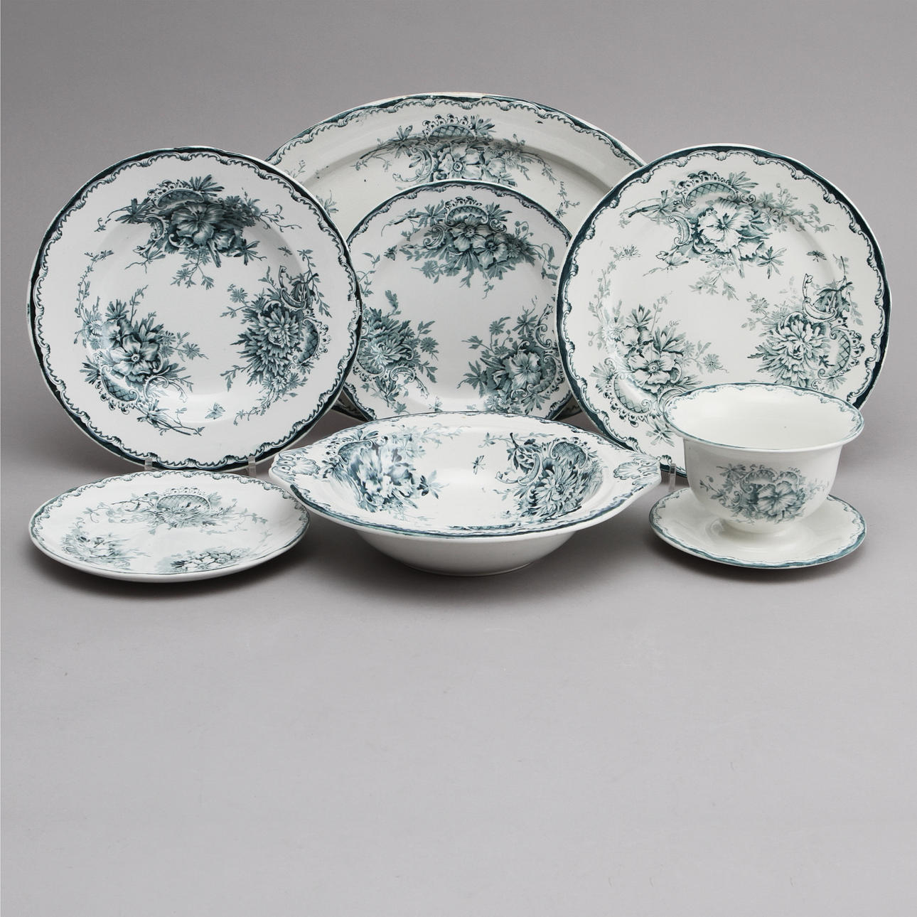 MATSERVIS, 81 delar, porslin, "Gröna Anna", Rörstrand.