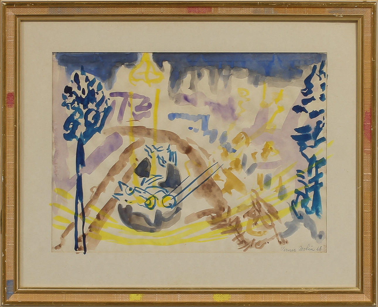 VERNER MOLIN. Figurkomposition, akvarell på papper, signerad samt daterad 68.