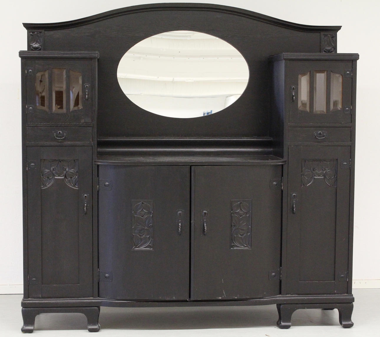 SPEGELBUFFÈT, äpplet, ek, svartmålad.