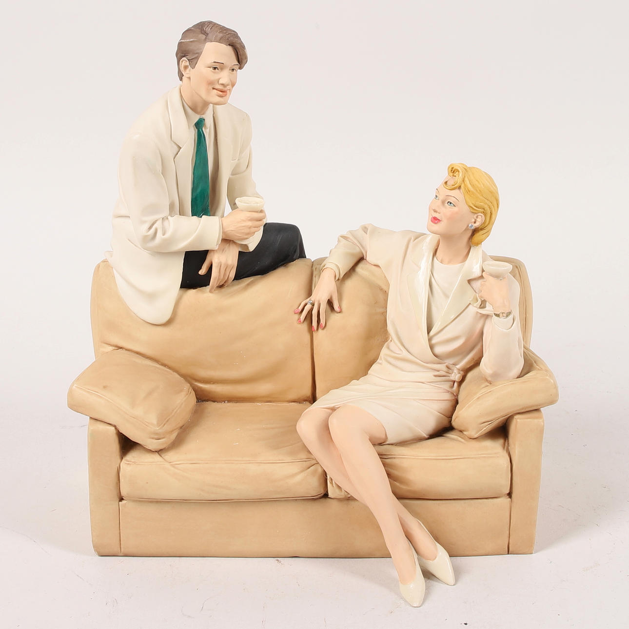 イタリア製 VITTORIO TESSARO ヴィットリオテッサーロ 女性 置物 ADL Italy Vittorio Tessaro WOMAN & FLOWERS Figurine Pillar Signed