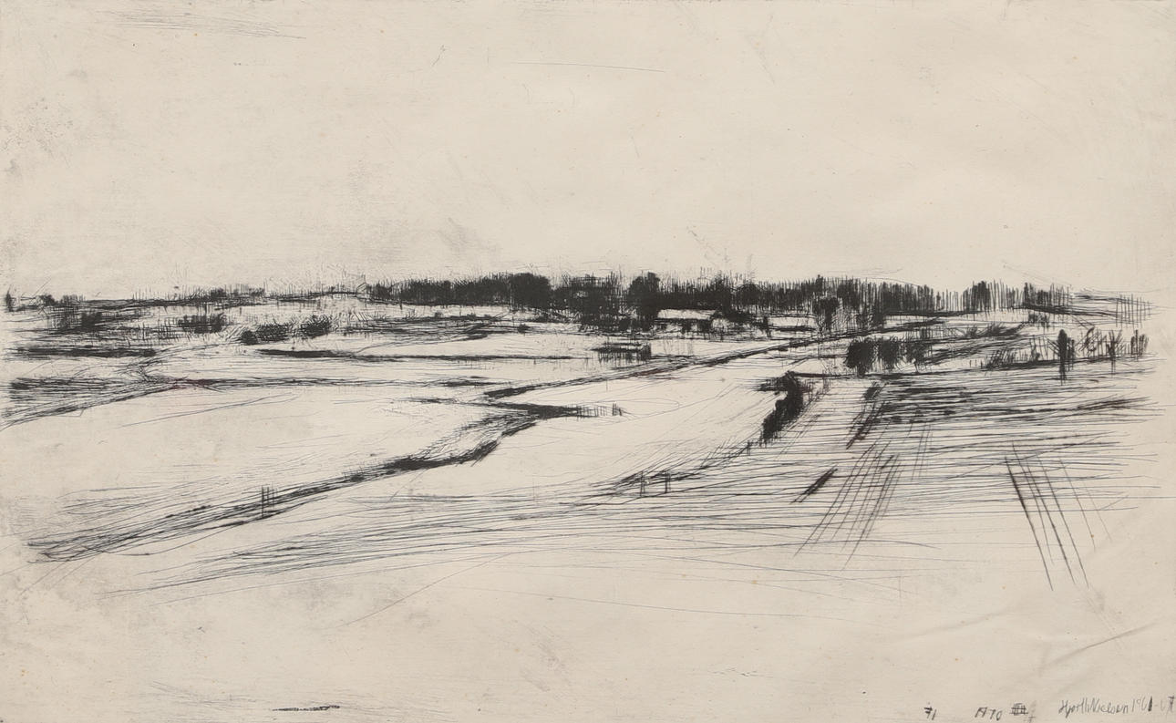 SØREN HJORTH NIELSEN. Etching, “Sydfyn”, signed, dated 1970.